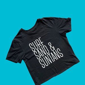 womens tshirt SURF SAND & SUNTANS short sleeve midriff top LARGE SUMMER top tee